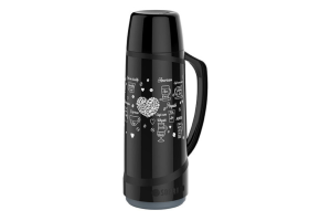 GARRAFA TERMICA 1L PRETA DECORADA REF-09003.0162.03