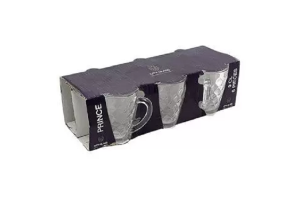 JG COM 3PCS XICARA PARA CHA VIDRO DIAMOND TRANSPARENTE 230ML REF-24304