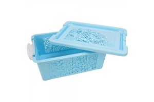 CESTA PLASTICA RETANGULAR C/ TAMPA REF-CK1716