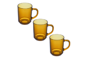 CANECA DE VIFRO AMBAR 240ML 3 PÇS REF-VD78