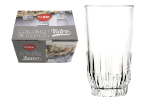 CONJUNTO 6 COPOS VIDRO 330ML 13,5X7CM REF-CK3031