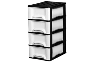 GAVETEIRO PRETO COM 4 GAVETAS BRANCAS REF-1723