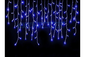 CASCATA 100 LED FIO PVC C/8 FUNC 220V AZUL REF-66074004