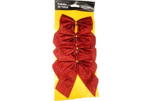 ENFEITE NATAL LACO C/4 UND VERMELHO 12X10CM REF-63136002