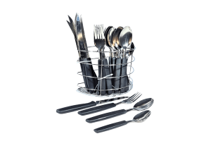 JG TALHERES C SUPORTE ARAMADO 24PÇS PALMAS PRETO REF-WX7136 REF-273