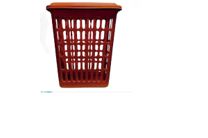 CESTO TELADO RETANGULAR C/TAMPA 60 L VERMELHO