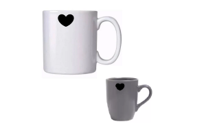 CANECA KUPA ASKIM 300ML CORACAO BRANCA / CINZA REF-DR0001HT4