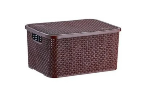 ORGANIZADOR RETANGULAR RATTAN MARRON 18LTS REF-786