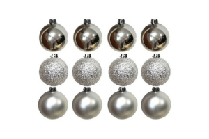 BOLA NATAL EM TUBO MISTA C/12 UND PRATA 6CM REF-67110003