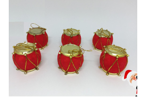 ENFEITE NATAL TAMBOR VELUDO C/06 UND VERMELHO 3CM REF-2045001