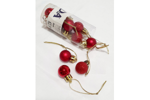 BOLA NATAL EM TUBO MISTA C/12 UND VERMELHO 2CM REF-73975003
