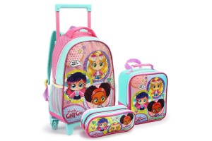 KIT MOCHILA RODINHA INFANTIL FEMININA