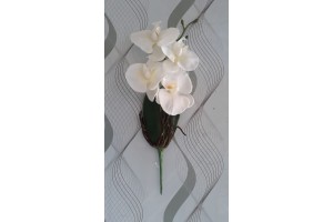 H. ORQUIDEA PHALAENOPSIS C/ FOLHA CETIM X4 BRANCO AMARELO 33CM REF-10209001