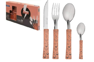 CJ DE TALHERES 24 PC CB PLAST BLOOMING DAHLIA LOVE LINHA SENSE REF-23224/32D5