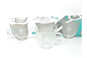 JOGO DE XICARA DE VIDRO C/3PÇS ROSE DESIGN REF-ELV1070R