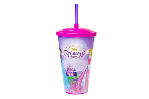 COPO 600ML C/ TAMPA E CANUDO PRINCESS REF-901