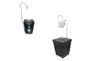 SUPORTE PARA PAPEL HIGIENICO COM LIXEIRA PRETO REF-1445-P