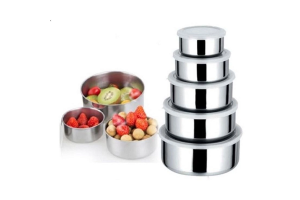 CONJ INOX 5 PCS REDONDO COM TAMPA REF-0164