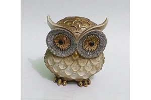 ADORNO CORUJA RESINA 13,5CM DOURADO REF-47606-152