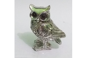 ESCULTURA CORUJA RESINA PRATA REF-49923-151