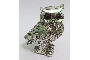 'ESCULTURA CORUJA RESINA PRATA REF-49924-151