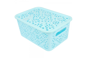 CESTA PLASTICA RET. COM TAMPA 25,5X20X10,5CM REF-CK2493