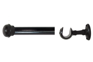 KIT VARAO CORTINA ACO 2M PRETO 19MM REF-243