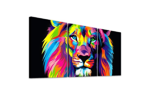 QUADRO TRIPLO GRANDE LEAO COLOR REF-TG21