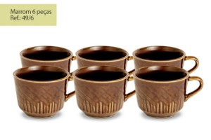 CJ XICARA CHA RELEVO MARRON 06 PÇS REF-49/6