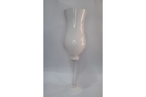 VASO DE VIDRO TAÇA LISTRADA BRANCA 45X14 REF-W48007