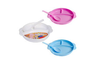 LANCHE FELIZ C/02PCS PRATO/COLHER ROSA REF-09906